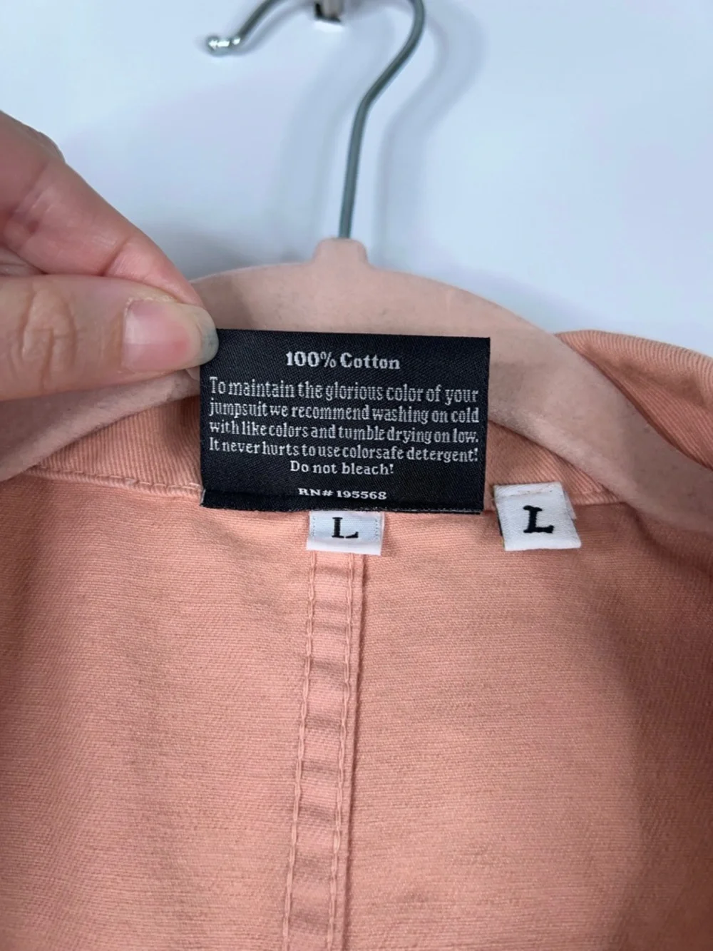 Big Bud Press Peach Short Sleeve Jumpsuit Cotton Twill Utility Size Large - Picture 10 of 15